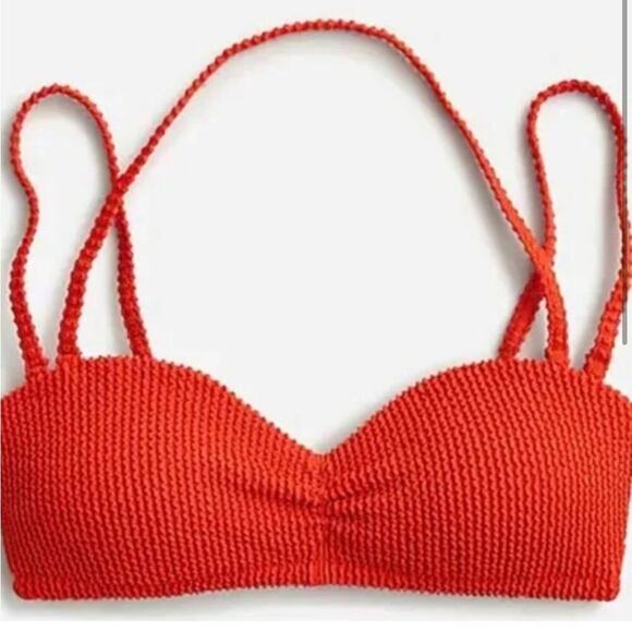 J. Crew Textured Convertible Scrunchie Sweetheart Bikini Top Sz‎ XXL NEW - Picture 1 of 7